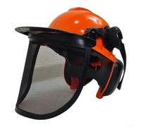 Adjustable Forestry Helmet with Noise Cancelling Earmuffs | Steel mesh , flip-up design, clear vision, for impact resistant, for chainsaw operation safe