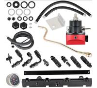 Adjustable FPR AN6 Fitting EFI Fuel Pressure Regulator with Hose Line Fittings Oil 100psi Gauge Universal(E Style)