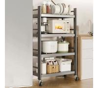 Adjustable Freestanding Microwave Oven Rack with 4 Rolling Casters - Metal Kitchen Storage Shelf for Dishes Pots Pans & Kitchen nization