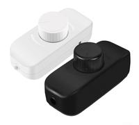 Adjustable Frequency Dimmer Switch 12V-24V DC, Rotary Push On/Off Inline Dimmer for LED Strip Lighting and 12V 24V DC Lighting Control, Non-Flicker Stable Output(White)