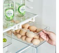 Adjustable Fridge Drawer Storage Bins with Slide Rail, Under Shelf Refrigerator Organiser Drawers for Fruits, Vegetables,eggs (Small)