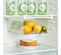 Adjustable Fridge Drawer Storage Bins with Slide Rail, Under Shelf Refrigerator Organiser Drawers for Fruits, Vegetables,eggs (Large)