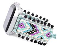 Adjustable Friendship Bracelet Braided Nylon Compatible with Apple Watch Bands 40mm 41mm 38mm Retro Boho Beads for iWatch Series, Boho New Mint Mambo, 38/40/41mm, Retro