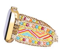 Adjustable Friendship Bracelet Braided Nylon Compatible with Apple Watch Bands 40mm 41mm 38mm Retro Boho Beads for iWatch Series, Boho New Moonlight Yellow, 38/40/41mm, Retro