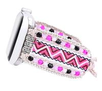 Adjustable Friendship Bracelet Braided Nylon Compatible with Apple Watch Bands 40mm 41mm 38mm Retro Boho Beads for iWatch Series, Boho New Midsummer Pink, 42/44/45mm, Retro