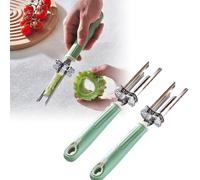 Adjustable Fruit and Vegetable Corers Tool, 2 in 1 Multi-Function Stainless Corer, Kitchen Quick Cut and Deseed Bell Pepper Corer for Fruit Vegetable.(Green-2 pcs)