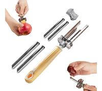 Adjustable Fruit and Vegetable Corers Tool, Apple Corer, 2-in-1 Stainless Steel Pepper Seed Corer Remover, Quick and Easy Fruit Vegetable Deseeder for Kitchen (Yellow)