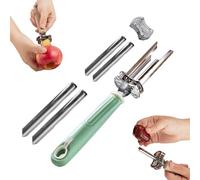 Adjustable Fruit and Vegetable Corers Tool, Apple Corer, 2-in-1 Stainless Steel Pepper Seed Corer Remover, Quick and Easy Fruit Vegetable Deseeder for Kitchen (Green)