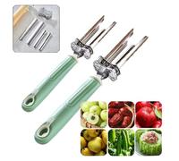 Adjustable Fruit and Vegetable Tool, 2-in-1 Pepper Cutter Deseeder for Removing Cores, Cherry Pitter, Pineapple Slicer, Apple Slicer, Stainless Steel Kitchen Gadget (2)