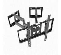 Adjustable Full Motion TV Wall Mount with Swivel Tilt and Dual Base for Corner Placement, Space-Saving Solution
