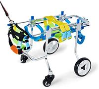 Adjustable Full Support Pet Wheelchair for Handicapped Dog - 4 Wheels Dog Cart for Assisted Walk, Front and Hind Legs Rehabilitation - Doggie Puppy Cat Mobility Aid