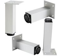 Adjustable Furniture Legs, 4pcs Square Aluminium Alloy Feet for Sofa, Cabinet, and Kitchen - Height Adjustable 3-40cm, Anodized Surface