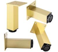 Adjustable Furniture Legs, 4pcs Square Aluminium Alloy Feet for Sofa, Cabinet, and Kitchen - Height Adjustable 3-40cm, Anodized Surface