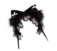 Adjustable Furry Cats Ear Hairband With Bowknot Fashion Hair Accessories Headband For Anime Theme Parties Daily Use