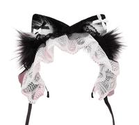 Adjustable Furry Cats Ear Hairband With Bowknot Fashion Hair Accessories Headband For Anime Theme Parties Daily Use