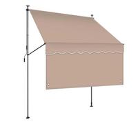 Adjustable Garden Awning, Free Standing Sun Shade Shelter Canopy with Hand Crank, No Drilling Folding Awning for Patio Gazebo