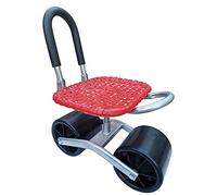 Adjustable Garden Cart Stool on Wheels Rolling Work Seat with Kneeler & Chair Pad Folding Garden Bench Swivel Seat for Outdoor Yard & Gardening Tasks