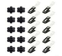 Adjustable Garden Flag Holders: 20-Pack Anti-Wind Clips & Rubber Stoppers | Prevents flag blow-away, secure grip, fits standard poles, black finish, outdoor durability