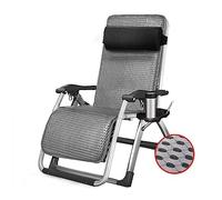 Adjustable Garden Reclining Sun Lounger Chair, Folding Outdoor Relaxer with Removable Grey Cushion for Beach, Poolside, Patio, Lawn, and Deck Comfort