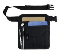 Adjustable Gardening Tool Belt with 5 Pockets, Waterproof Polyester Waist Bag for Restaurant Servers and Outdoor Sports, Heavy Duty Work Gear Hip Pack for Phone Cash Tools, Black, 20x25cm