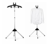 Adjustable Garment Steamer Stand - Telescopic Folding Steam Ironing System with Multi-Angle Hanger | Portable Apparel Steaming Rack for Home & Travel | Heavy-Duty Metal Frame (Black)