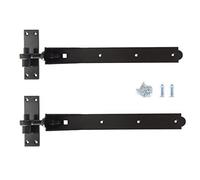 Adjustable Gate Hinges Heavy Duty Hook and Band Garden Shed Door in Galvanised or Black (Black, 18" / 455mm)