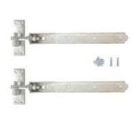 Adjustable Gate Hinges Heavy Duty Hook and Band Garden Shed Door in Galvanised or Black (Galvanised, 18" / 455mm)