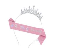 Adjustable Girls Party Headband With Matching Sash For Birthdays Ages 3-10 Comfortable Childrens Costume Accessories Practical Kids Birthday Ceremony Headwear