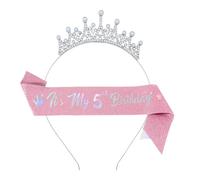 Adjustable Girls Party Headband With Matching Sash For Birthdays Ages 3-10 Comfortable Childrens Costume Accessories Practical Kids Birthday Ceremony Headwear