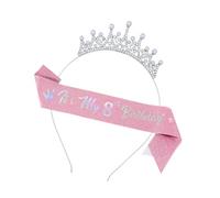 Adjustable Girls Party Headband With Matching Sash For Birthdays Ages 3-10 Comfortable Childrens Costume Accessories Practical Kids Birthday Ceremony Headwear