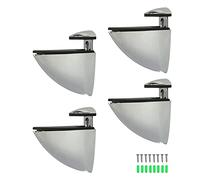 Adjustable Glass Shelf Bracket Large Alloy Brushed Chrome Floating Wood and Glass Bracket Heavy Duty Glass Shelf Wall Mounting Clamps
