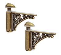 Adjustable Glass Shelf Brackets Retro Decorative Shelving Brackets 2 Pcs Wall Mounted Shelf Supports for 6-40mm Thickness Shelf, Zinc Alloy (Yellow Bronze)