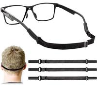 Adjustable Glasses Straps - 3 Pcs No Tail Adjustable Eyewear Retainer Glasse Strap for Men's Glasses Straps, Kids' Glasses Straps, Women's Glasses Straps, Sunglasses Straps (Black)