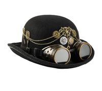 Adjustable Goggles Attached Wool Top Hat Punk Magicians Hat Costume Accessory For Men Women Theme Event Dressingup Steampunk Top With Goggles