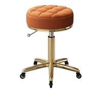 Adjustable Gold Metal Bar Stool with Wheels Round Swivel Stool for Kitchen and Bar 5-Leg Design Modern High Stool for Dining Room Comfortable Seating