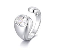 Adjustable Gold Rings for Women - Open Ring with Cubic Zirconia, Thumb Ring for Fat Fingers, Chunky Gold Rings Trendy Wide Irregular Finger Knuckle, Ladies Jewellery Gift for Her