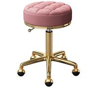 Adjustable Gold Steel Rolling Stool with 5 Legs for Beauty Salon Office or BarErgonomic Round Seat with Wheels (Height 18.525.2 inches)