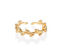 Adjustable Gold Toe Ring for Women, Yellow Gold Plated 925 Sterling Silver Toe Rings, Adjustable Vine Toe Rings, Midi Rings or Pinky Rings for Women and Teen Girls, Cute Toe Rings in a Leaf Pattern