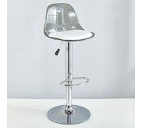Adjustable Grey Bar Stools Modern Swivel Counter Chairs Transparent Kitchen Seating Armless Breakfast Stools Stylish Tall Bar Chairs for Home and Cafe Use