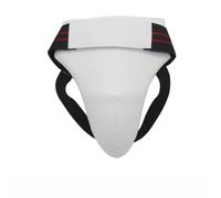 Adjustable Groin Guard Constructed From Pu Leather Offering Extensive Coverage For Boxing Taekwondo And Mma Training In White And Black Shade(Mens S)