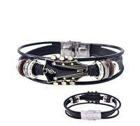 Adjustable Guitar.Hand Multilayer Bracelet.Punk Style Jewelry for Music Lovers.Fashion Accessories for Rock and Roll Fans.A Unisex Band That Goes B, Consulte la descripción, Zinc Alloy and PU