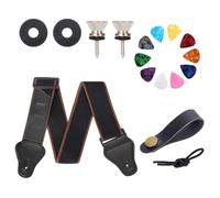 Adjustable Guitar Strap Set Guitar Picks Guitar Strap Locks Embroidered Cotton Guitar Strap For Acoustics Electric Guitar