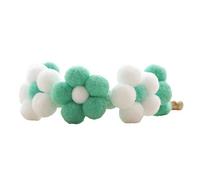 Adjustable Hand-Woven Plush Ball Flower Pet Collar Cat Dog Neck Strap Pet Gifts - Navy & White M