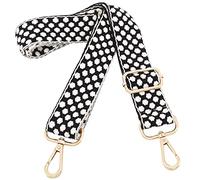 Adjustable Handbag Strap Wide Purse Strap Replacement Shoulder Crossbody Bag Strap, Black Dot + Gold Metal, Width: 1.5 Inches