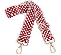 Adjustable Handbag Strap Wide Purse Strap Replacement Shoulder Crossbody Bag Strap, Red Dot+gold Metal, width: 1.5''