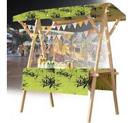Adjustable Handle Utility Wagon Cart Festival Collapsible Foldable Trolly,Food Cart on Wheels, Foldable Vendor Stall for Farmers Market and Craft Shows, Market Display Stand for Outdoor Vend