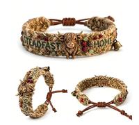 Adjustable Handmade Highland Cow Woven Bracelet, Inspirational Rustic Steadfast & Home Engraved Bracelets, Cute Animal Jewelry for Highland Cow Lovers