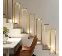 Adjustable Handrail, Gold Hand Rails with Installation Kit, Optional Height 35-115cm for Outdoor Steps, for Stairs, Garden, House Entrance, 80CM-Round Corners