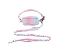 Adjustable Hands Free Waist Dog Leash, Retractable Doggy Hands Free Leashes, Waist Running Leash Reflective with Zipper Pouch for Medium Large Dog Walking Jogging Hiking Running (Pink)