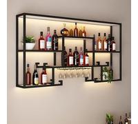 Adjustable Hanging Bar Wine Glass Rack Rustic Ceiling Glass Storage Rack for Different Types of Goblets,Metal Wine Rack Wall Mounted with Glass Holder for Kitchen Storage and Display - Liquo